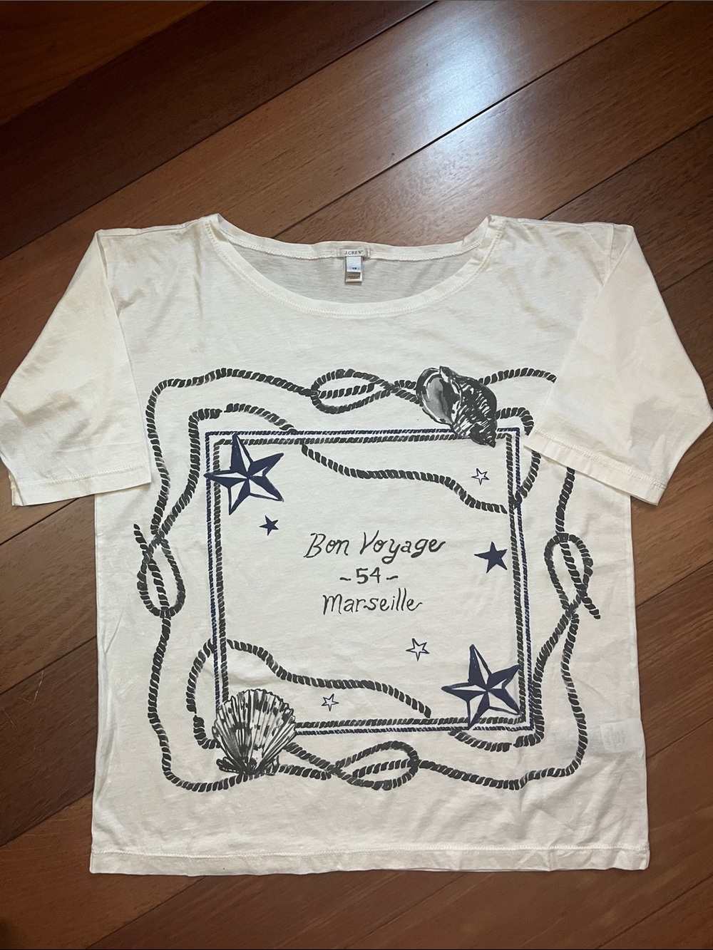 NWOT J. Crew French Slogan Half Sleeve Tee
